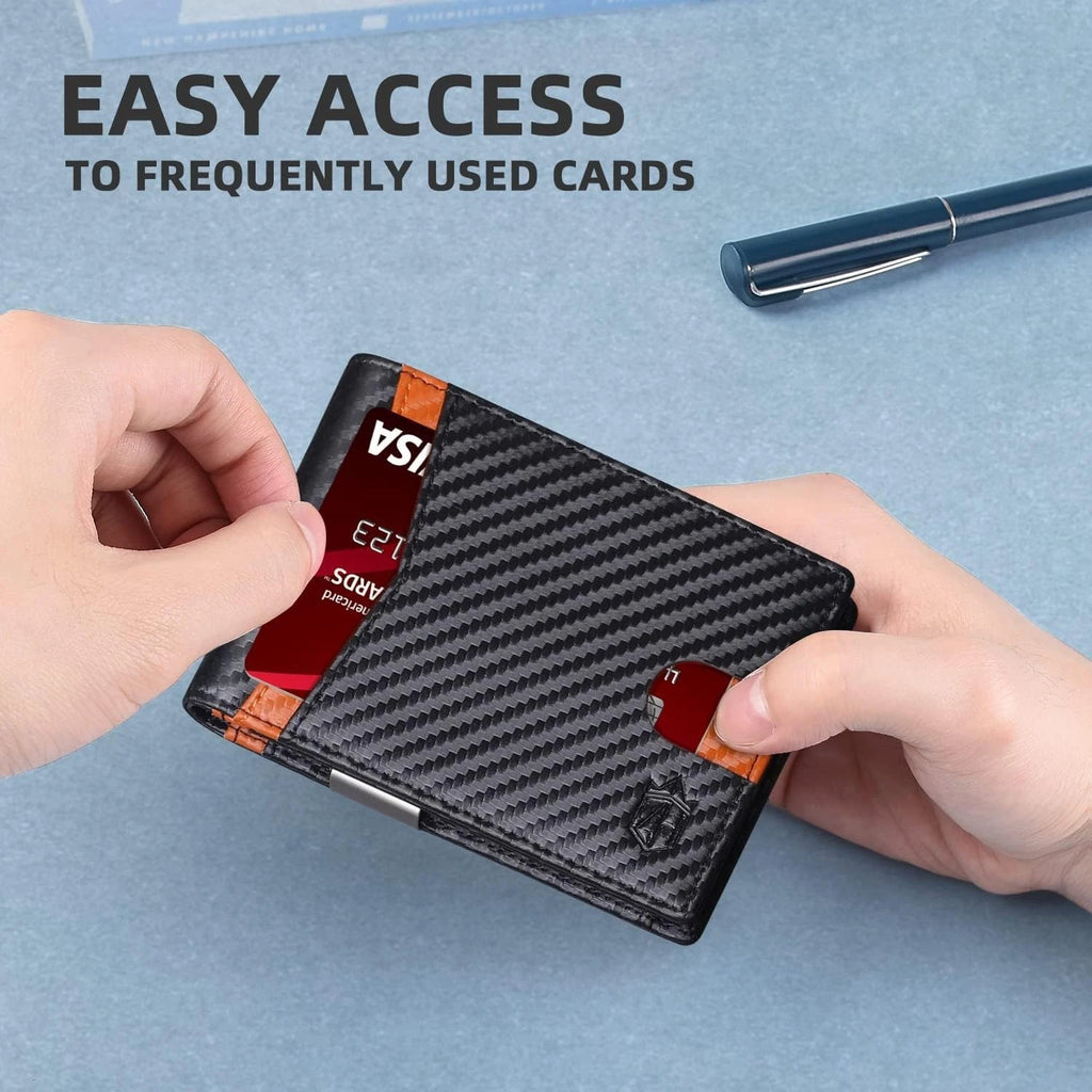 Zitahli Men's Slim Leather Bifold Wallet with Money Clip