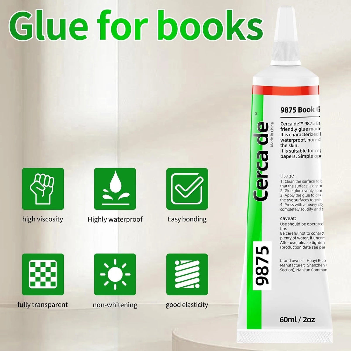 Clear Book Repair & Paper Craft Glue, 2 oz