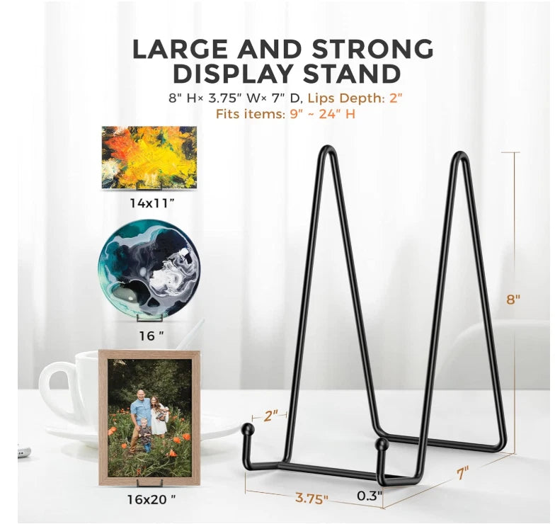 TR-LIFE Plate Stands/Holder for Display, 8 Inch, Large, Metal 8 Black