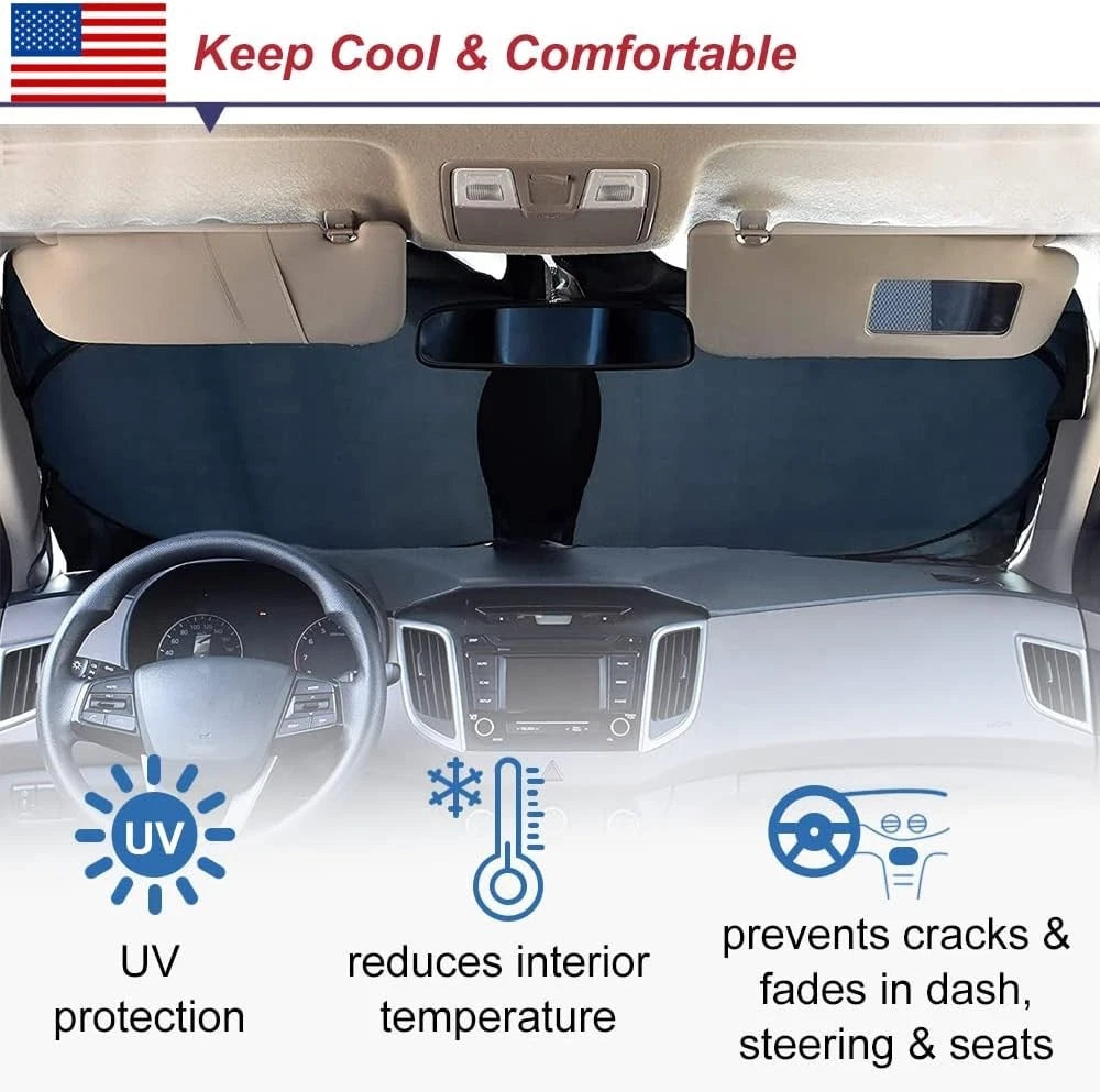 American Flag Car Windshield Sun Shade, 61 x 32