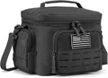 QT&QY Tactical Insulated Lunch Bag with MOLLE Webbing, Black