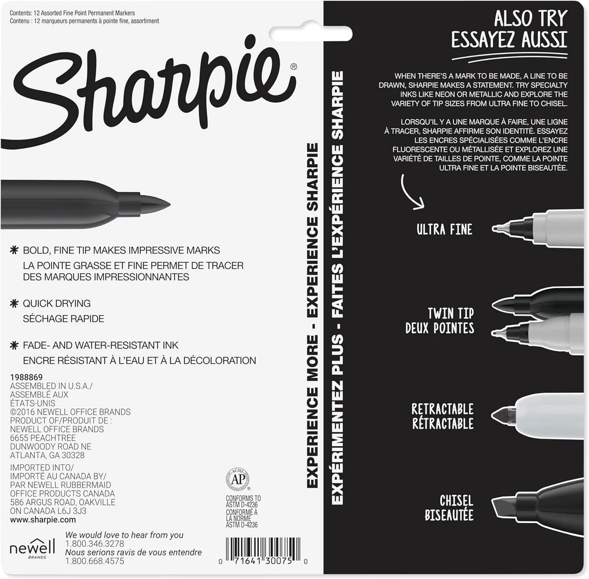 Sharpie Fine Point Permanent Markers, Assorted Colors, 12 Count