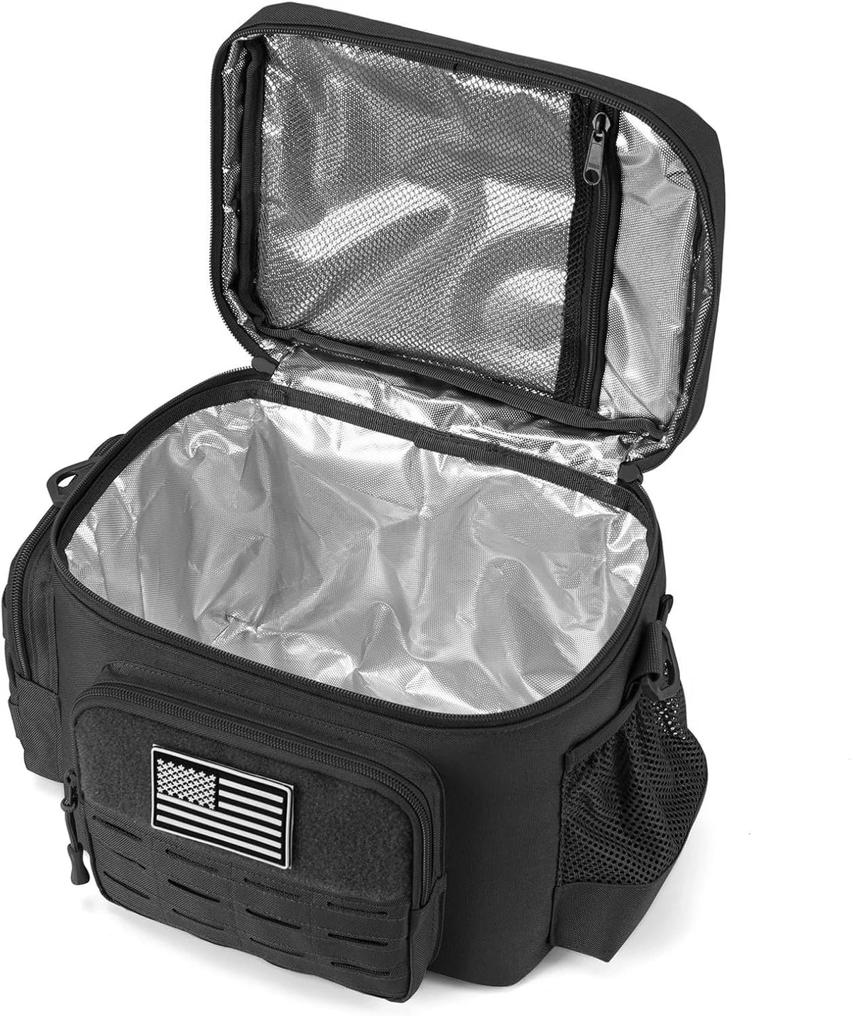 QT&QY Tactical Insulated Lunch Bag with MOLLE Webbing, Black
